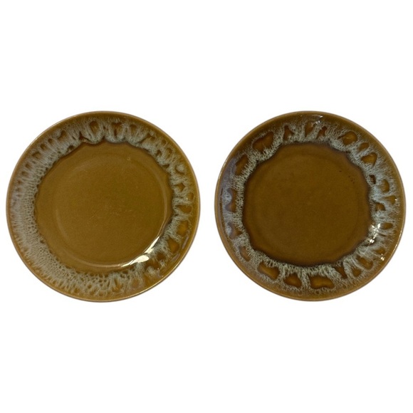 7" Canonsburg Pottery Butterscotch‎ Drip Ironstone 1967 Sandwich Salad Plates - Picture 1 of 6